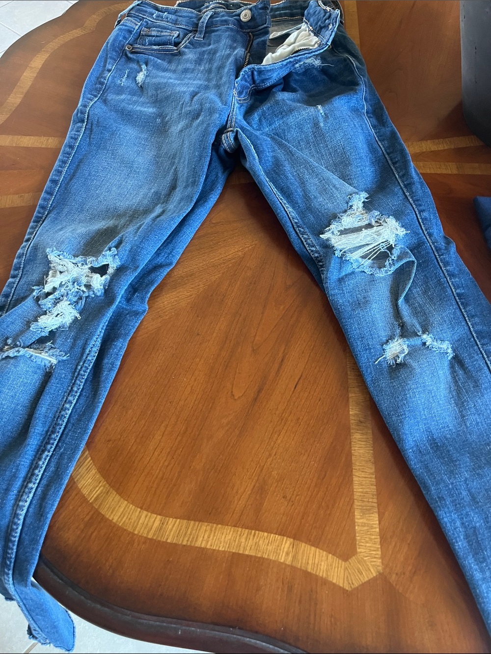 Old Navy Blue Distressed Skinny Jeans